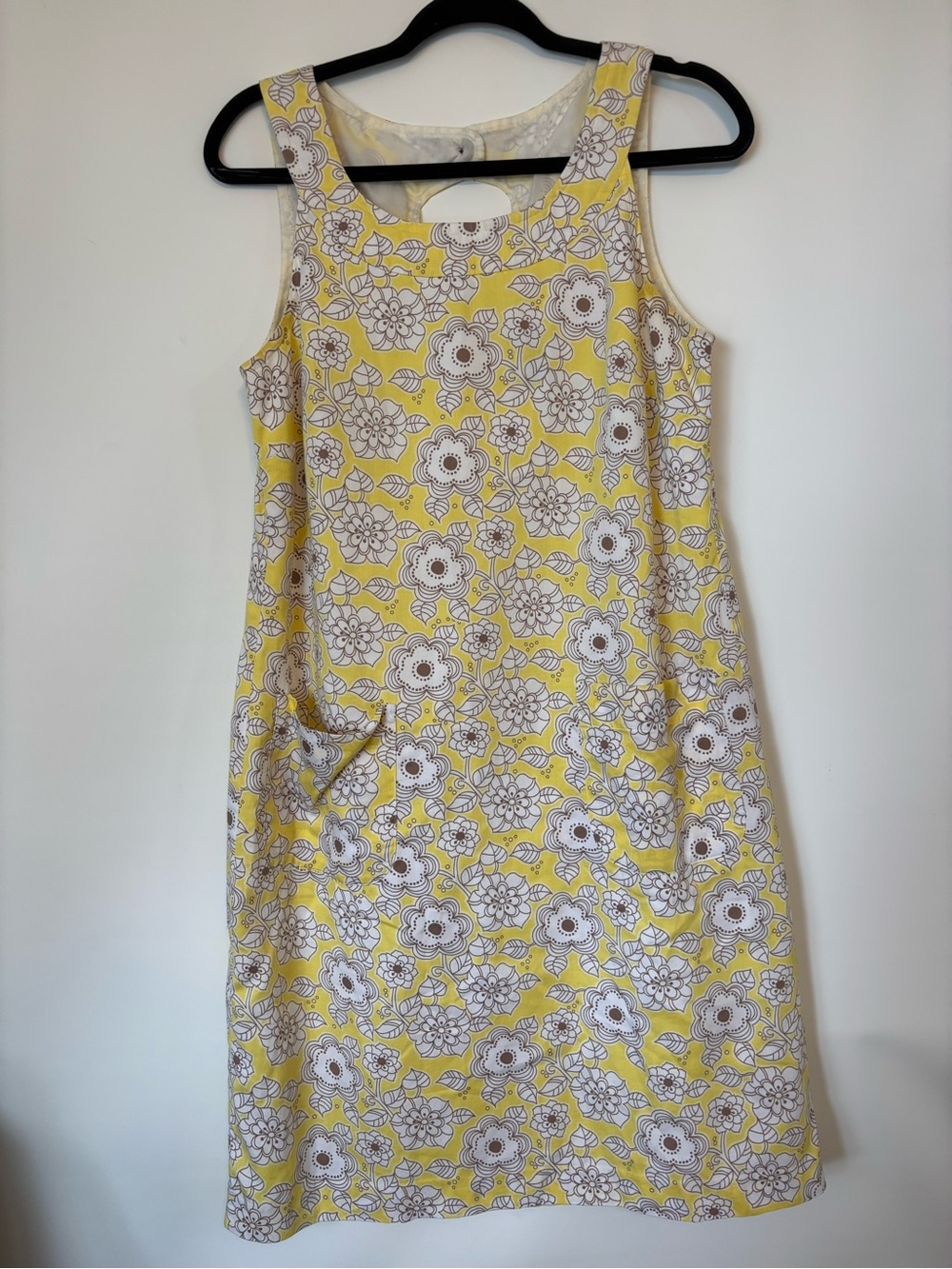 Yellow Floral Sleeveless Shift Dress - handmade
